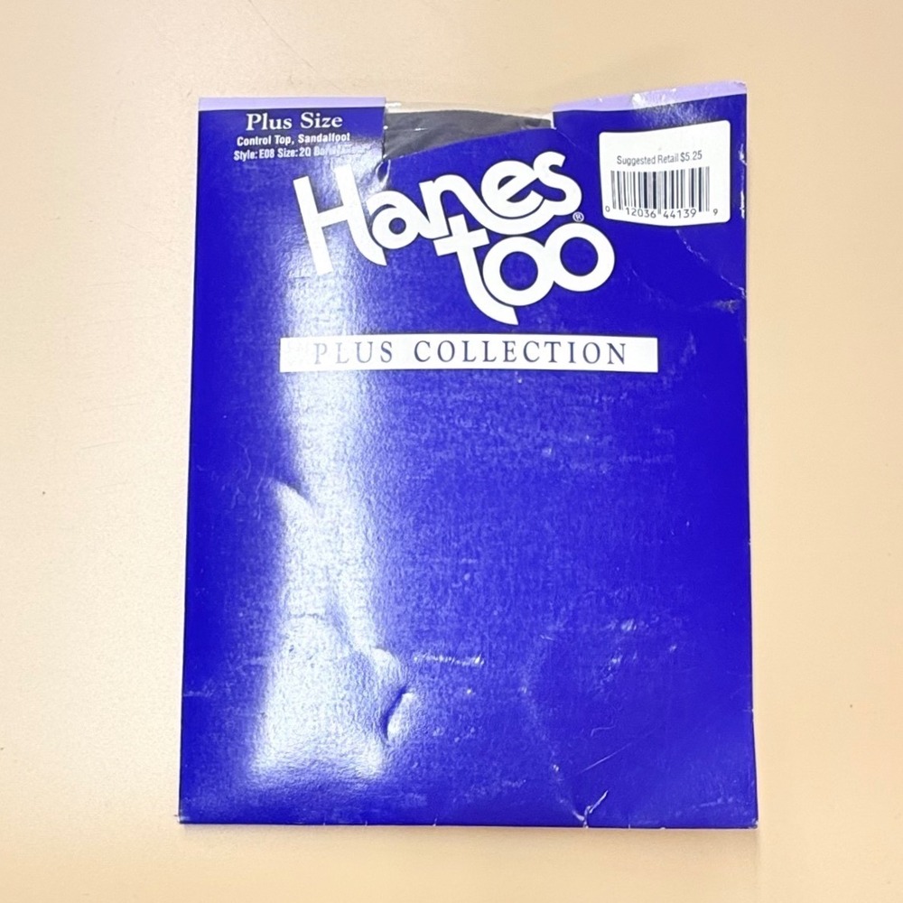 Hanes Too Plus Collection Control Top Sandalfoot Hosiery Barely Black Size 2Q